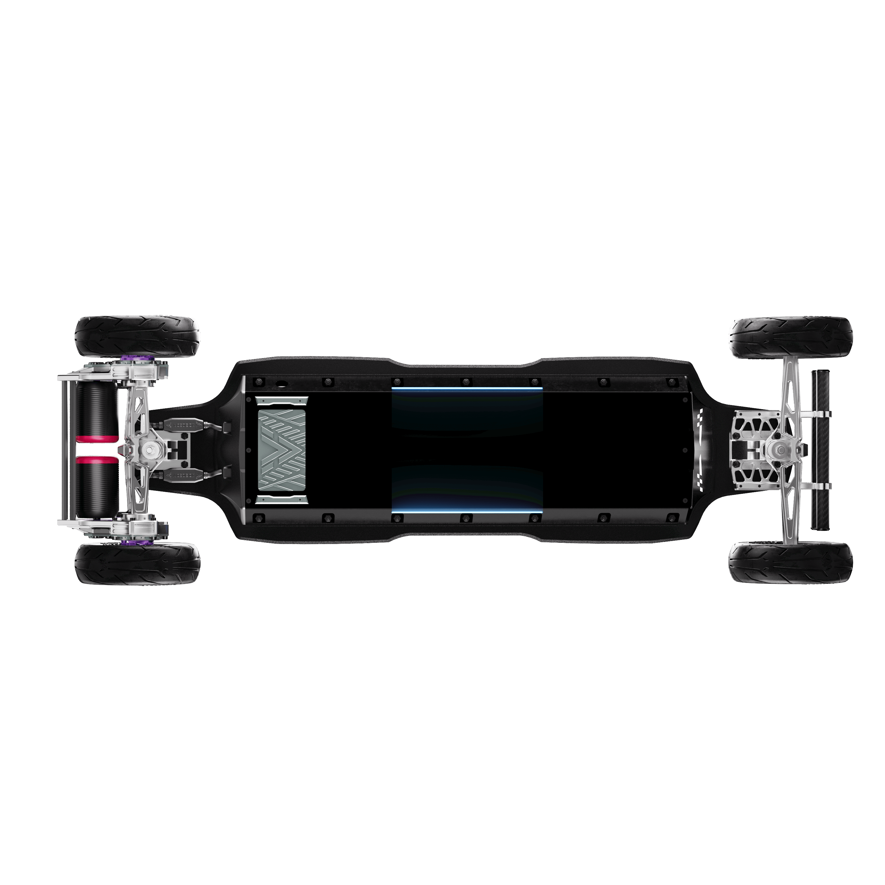 bottom view of acedeck nomad n3 electric skateboard