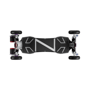 top down view of acedeck nyx z3 electric skateboard showing deck design